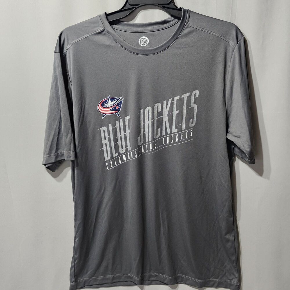 Official NHL COLUMBUS BLUE JACKETS Grey 100% Polyester T SHIRT SIZE XL